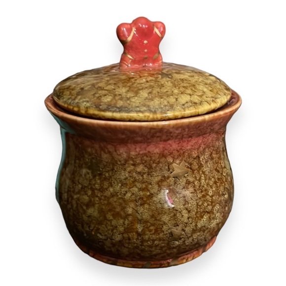 Santa Sugar Bowl‎ Gingerbread Man Lid Handle Greenbrier International Pottery - Picture 2 of 6